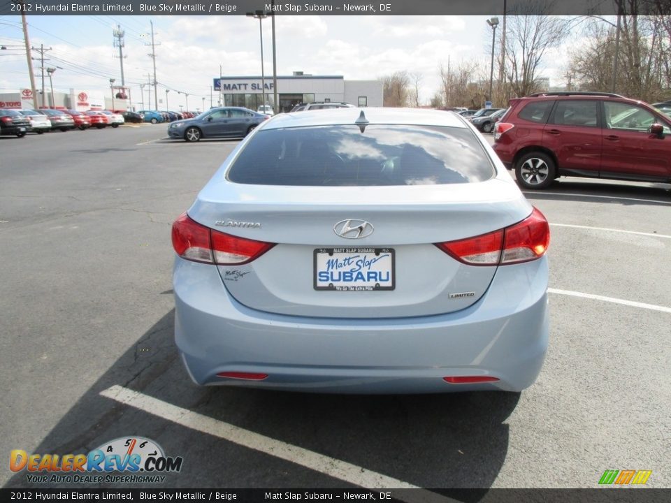 2012 Hyundai Elantra Limited Blue Sky Metallic / Beige Photo #7