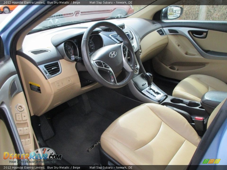 2012 Hyundai Elantra Limited Blue Sky Metallic / Beige Photo #12