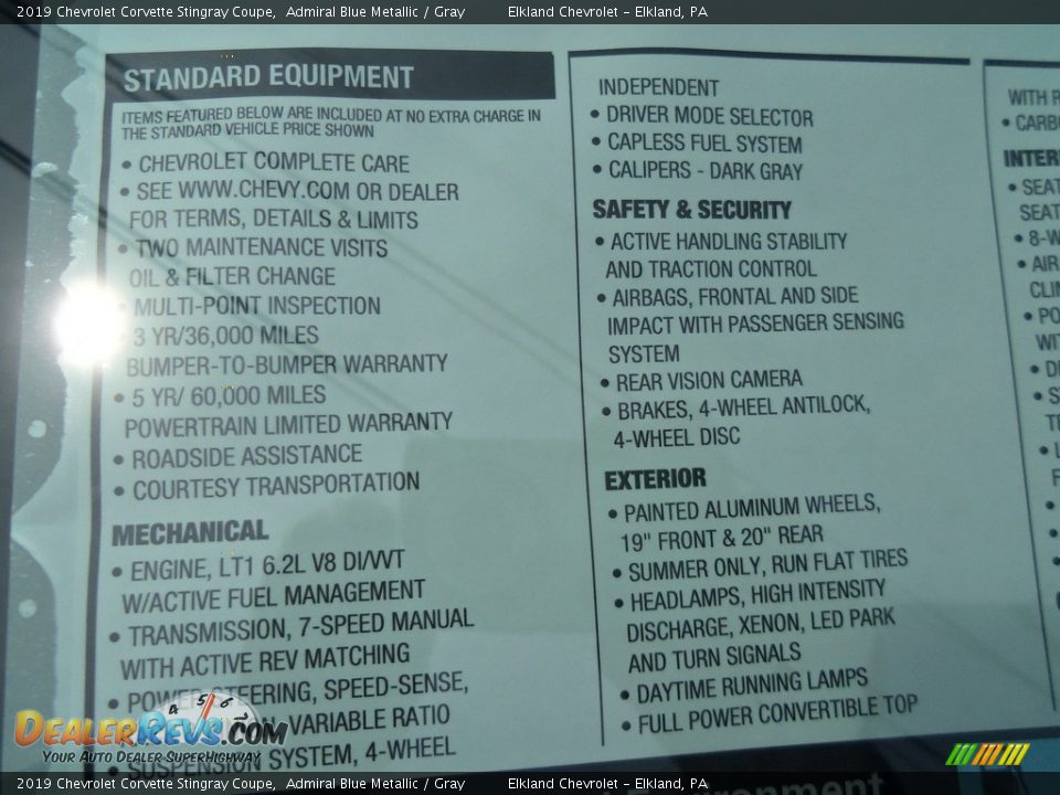 2019 Chevrolet Corvette Stingray Coupe Admiral Blue Metallic / Gray Photo #12