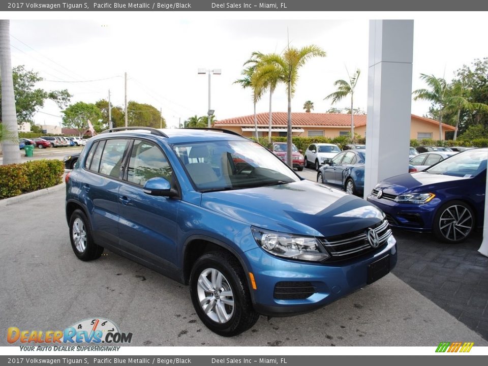 2017 Volkswagen Tiguan S Pacific Blue Metallic / Beige/Black Photo #1