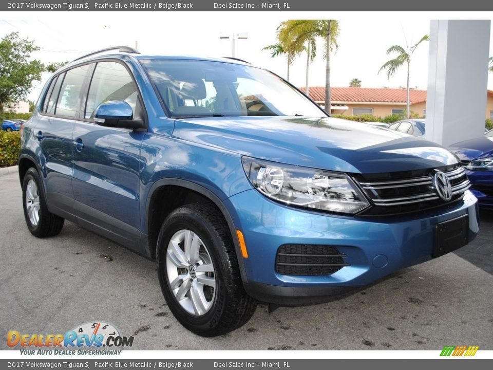 2017 Volkswagen Tiguan S Pacific Blue Metallic / Beige/Black Photo #2