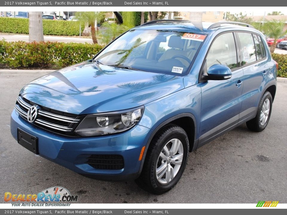 2017 Volkswagen Tiguan S Pacific Blue Metallic / Beige/Black Photo #4