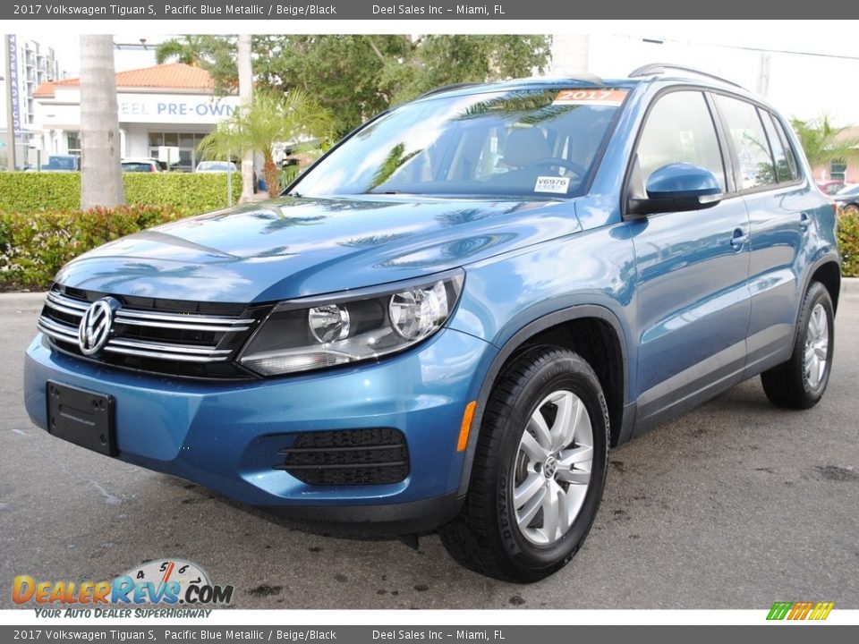 2017 Volkswagen Tiguan S Pacific Blue Metallic / Beige/Black Photo #5