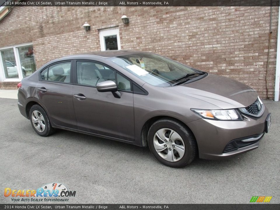 2014 Honda Civic LX Sedan Urban Titanium Metallic / Beige Photo #1