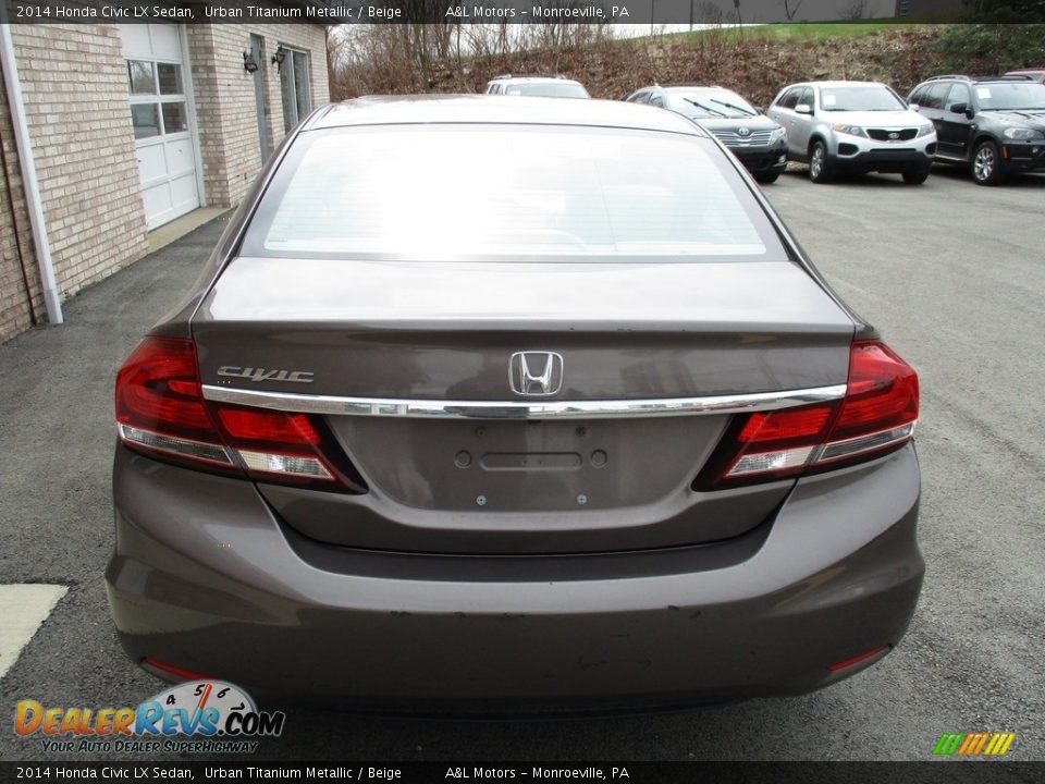 2014 Honda Civic LX Sedan Urban Titanium Metallic / Beige Photo #4