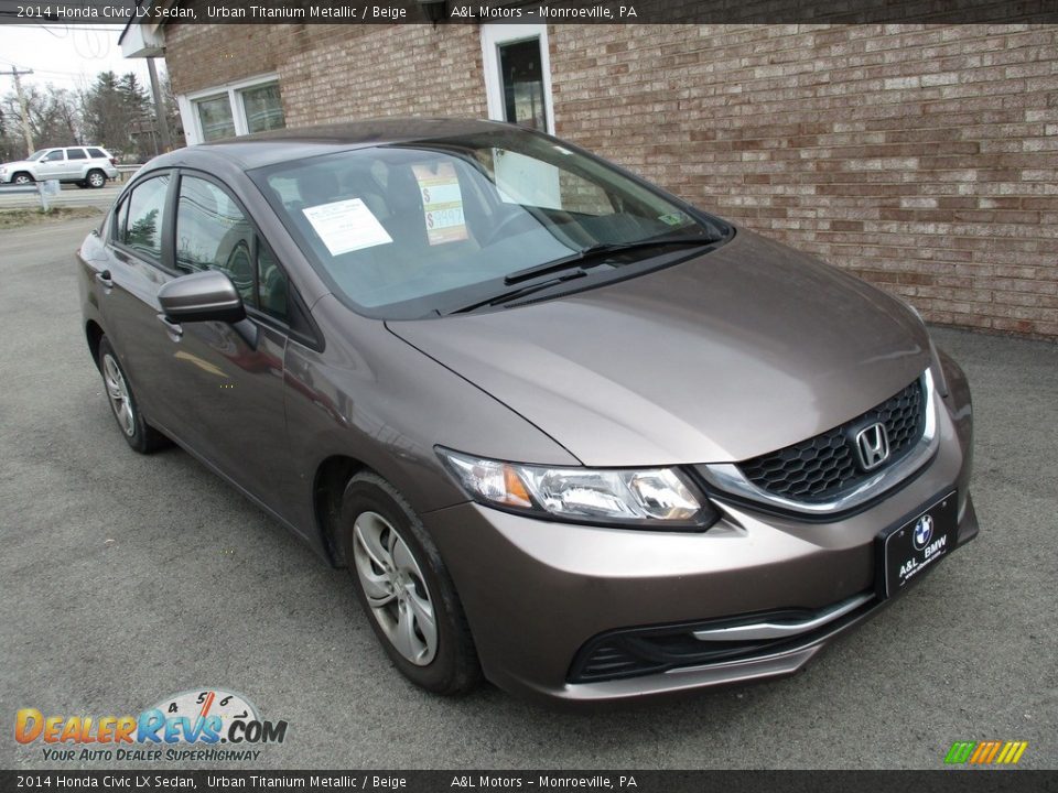 2014 Honda Civic LX Sedan Urban Titanium Metallic / Beige Photo #9