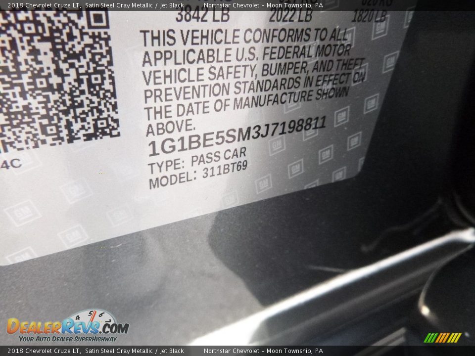 2018 Chevrolet Cruze LT Satin Steel Gray Metallic / Jet Black Photo #17