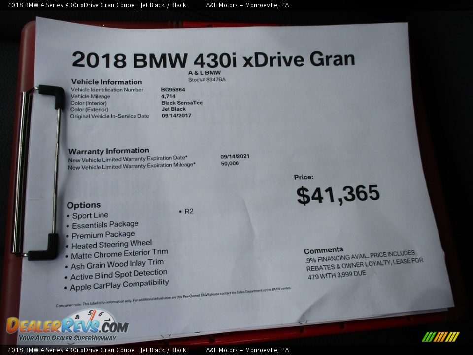 2018 BMW 4 Series 430i xDrive Gran Coupe Jet Black / Black Photo #12