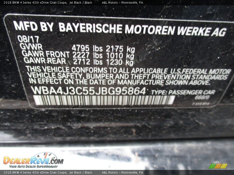 2018 BMW 4 Series 430i xDrive Gran Coupe Jet Black / Black Photo #19