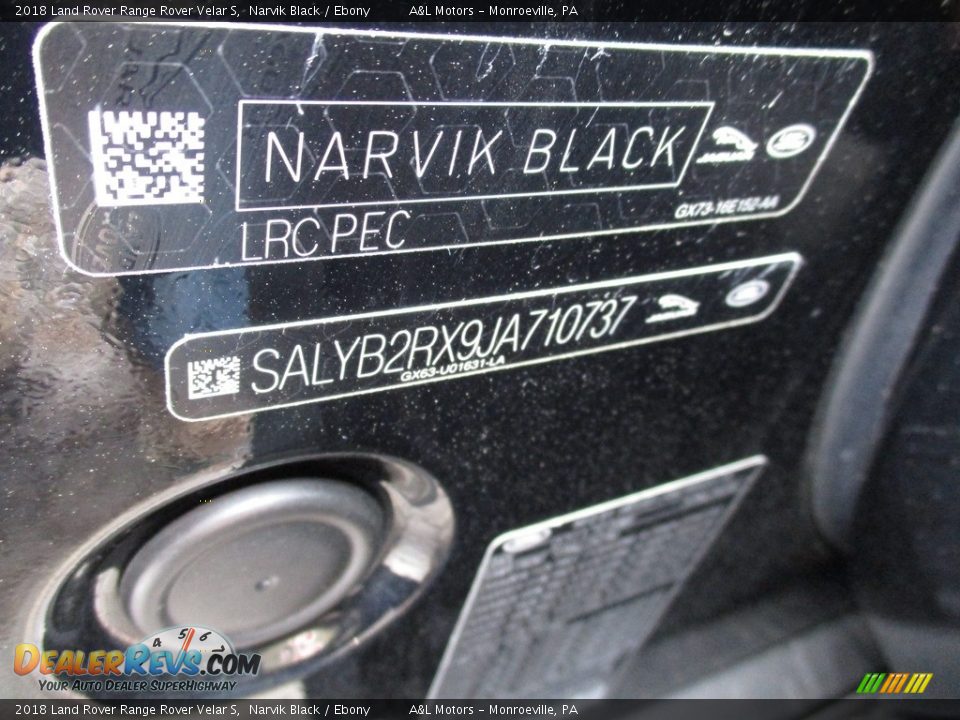2018 Land Rover Range Rover Velar S Narvik Black / Ebony Photo #19