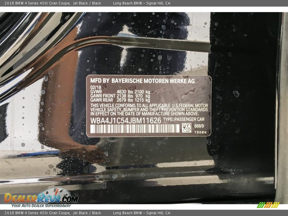2018 BMW 4 Series 430i Gran Coupe Jet Black / Black Photo #11