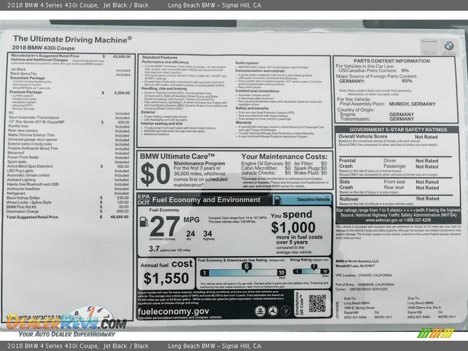 2018 BMW 4 Series 430i Coupe Jet Black / Black Photo #10