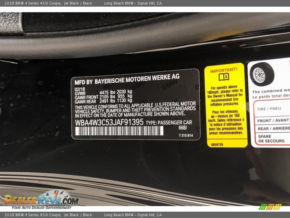 2018 BMW 4 Series 430i Coupe Jet Black / Black Photo #11
