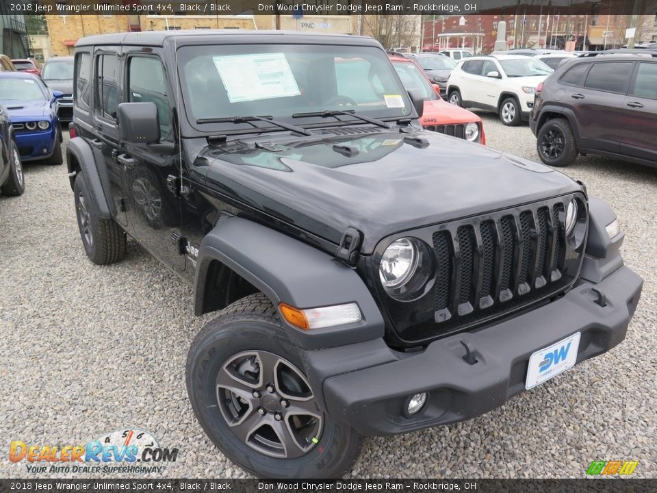 2018 Jeep Wrangler Unlimited Sport 4x4 Black / Black Photo #2