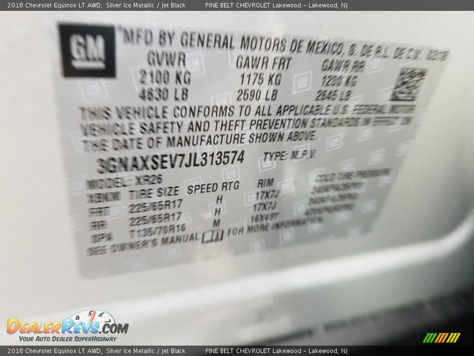 2018 Chevrolet Equinox LT AWD Silver Ice Metallic / Jet Black Photo #9