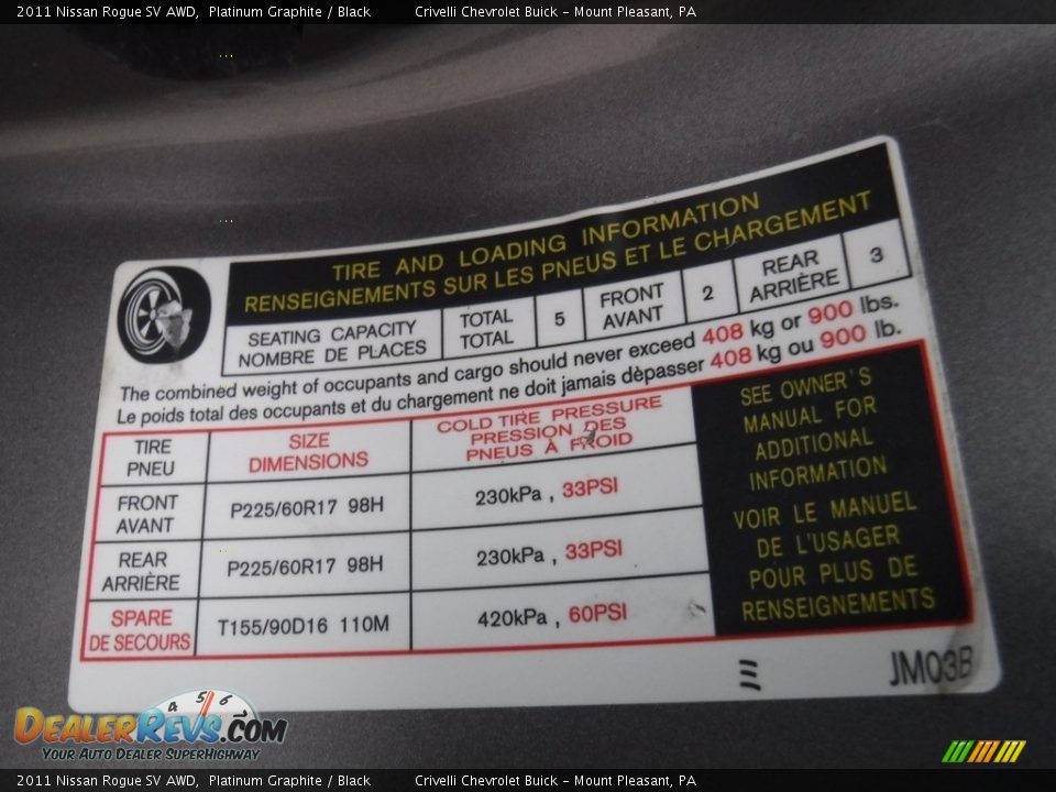 2011 Nissan Rogue SV AWD Platinum Graphite / Black Photo #33