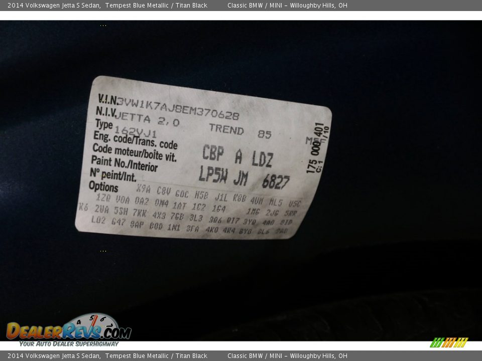 2014 Volkswagen Jetta S Sedan Tempest Blue Metallic / Titan Black Photo #19
