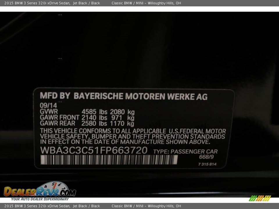 2015 BMW 3 Series 320i xDrive Sedan Jet Black / Black Photo #22