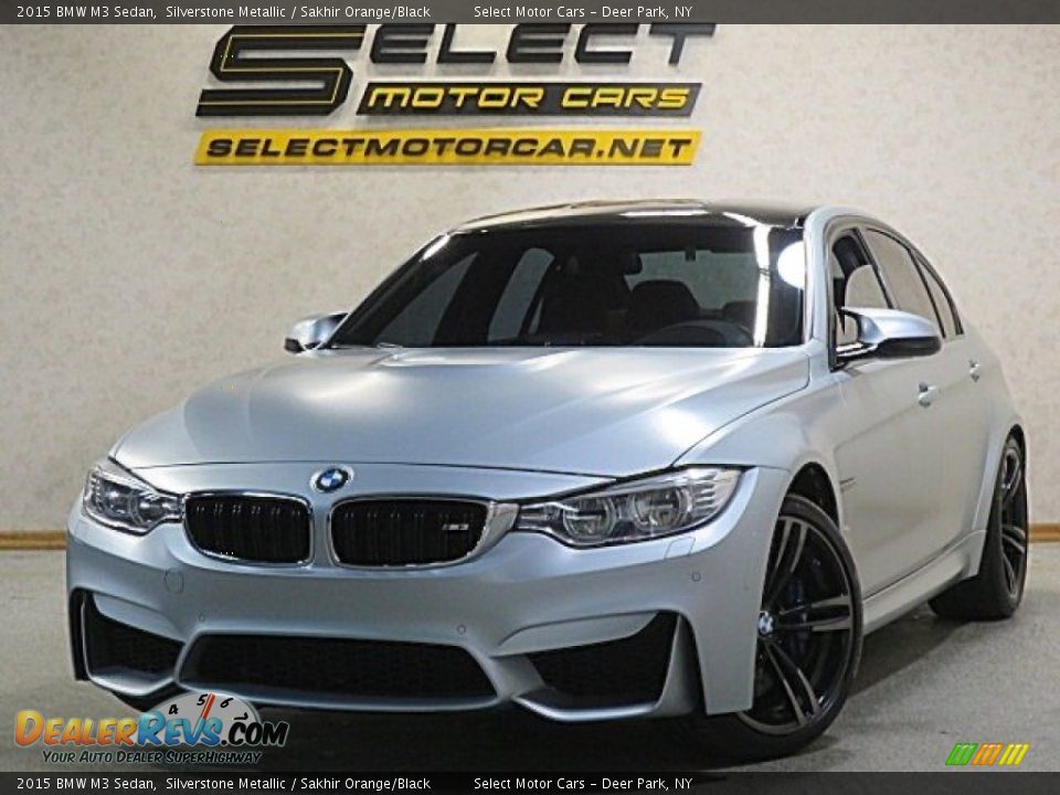 2015 BMW M3 Sedan Silverstone Metallic / Sakhir Orange/Black Photo #1