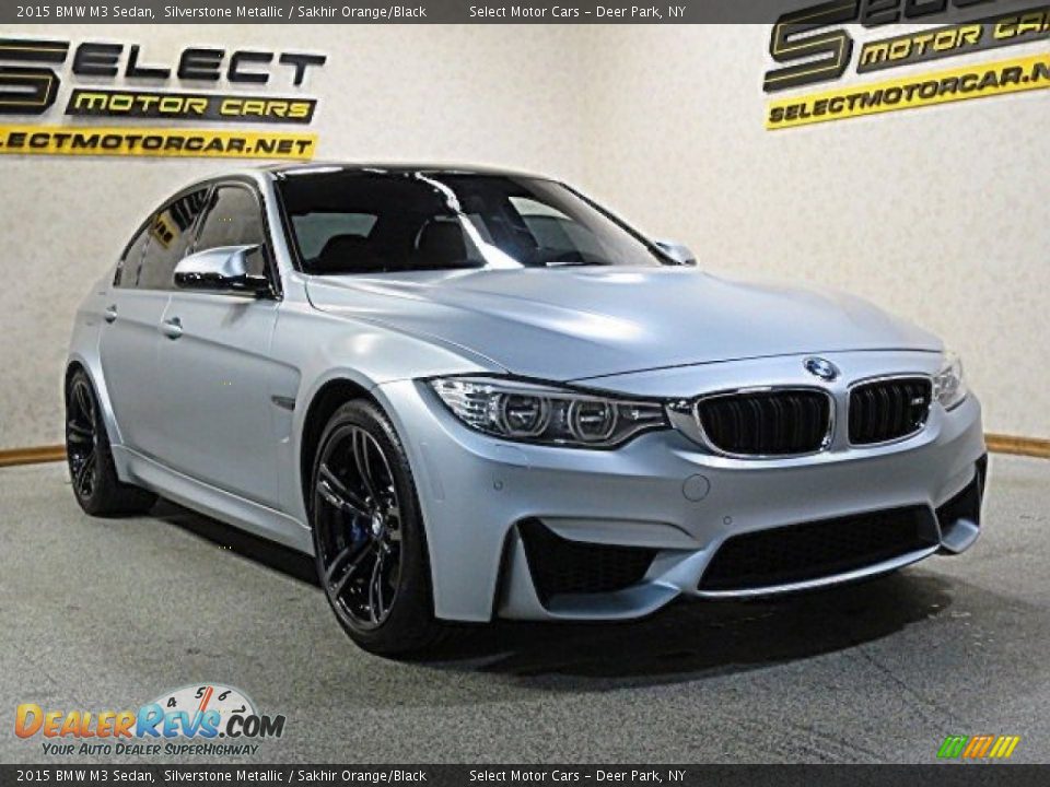 2015 BMW M3 Sedan Silverstone Metallic / Sakhir Orange/Black Photo #3