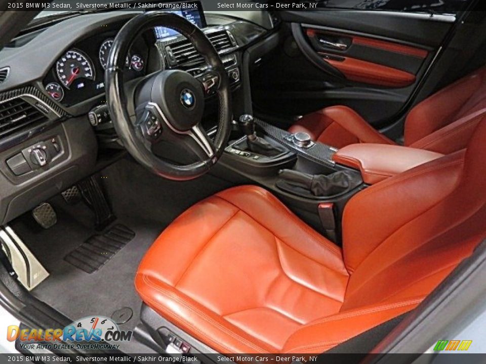 2015 BMW M3 Sedan Silverstone Metallic / Sakhir Orange/Black Photo #16