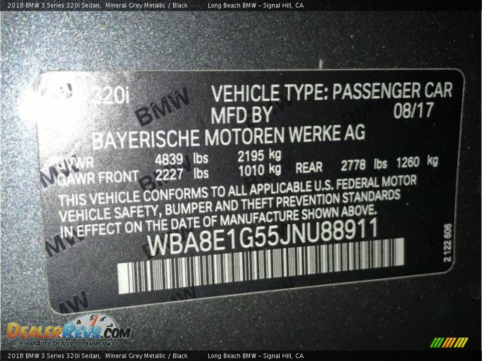 2018 BMW 3 Series 320i Sedan Mineral Grey Metallic / Black Photo #12