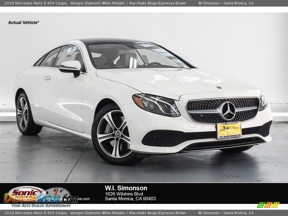 2018 Mercedes-Benz E 400 Coupe designo Diamond White Metallic / Macchiato Beige/Espresso Brown Photo #1