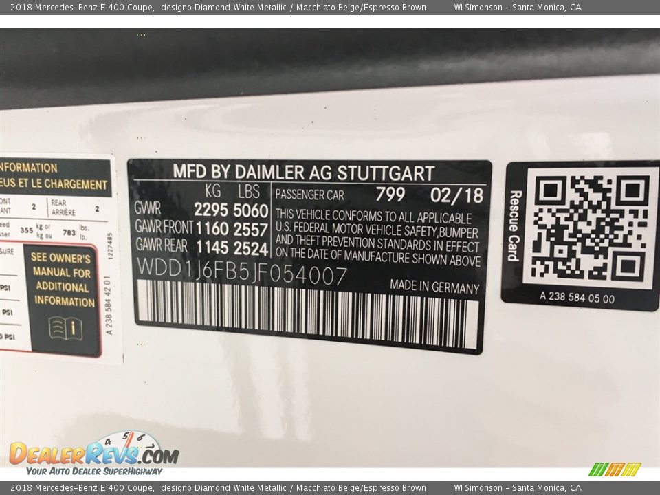 2018 Mercedes-Benz E 400 Coupe designo Diamond White Metallic / Macchiato Beige/Espresso Brown Photo #11