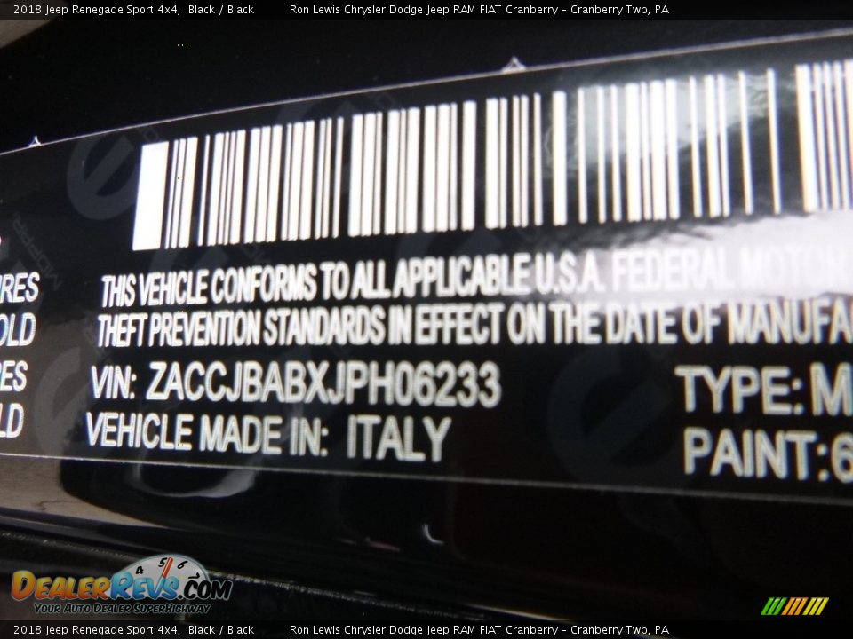 2018 Jeep Renegade Sport 4x4 Black / Black Photo #14