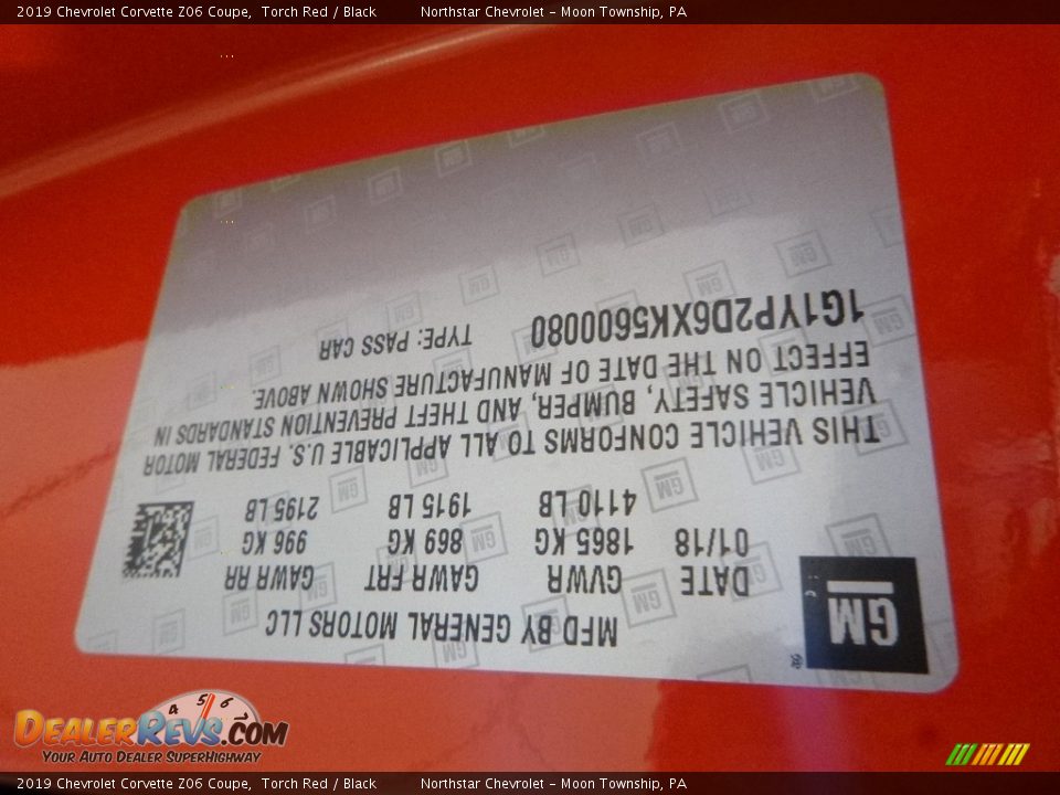 2019 Chevrolet Corvette Z06 Coupe Torch Red / Black Photo #13