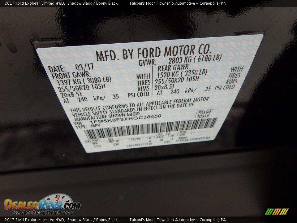 2017 Ford Explorer Limited 4WD Shadow Black / Ebony Black Photo #23