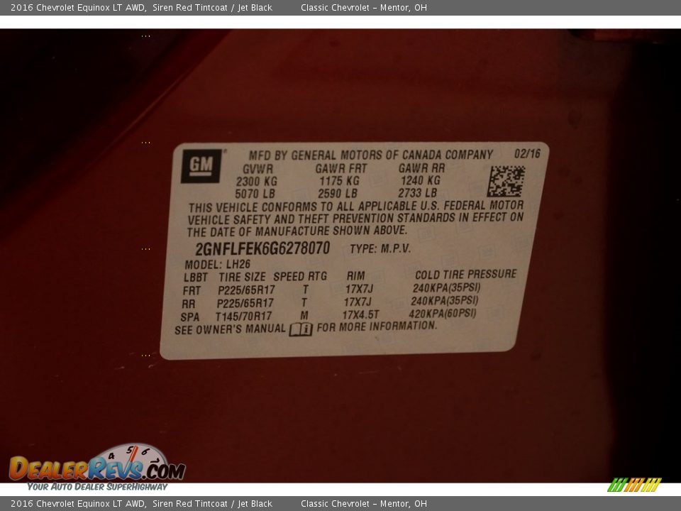 2016 Chevrolet Equinox LT AWD Siren Red Tintcoat / Jet Black Photo #17