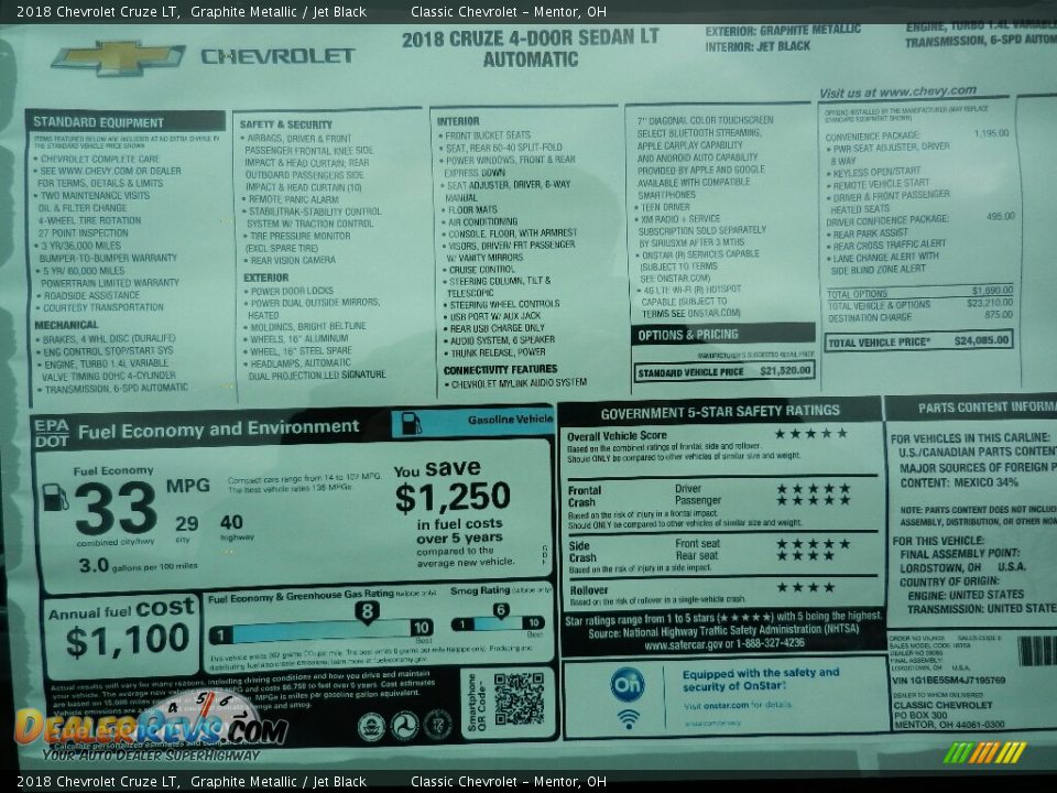 2018 Chevrolet Cruze LT Graphite Metallic / Jet Black Photo #6