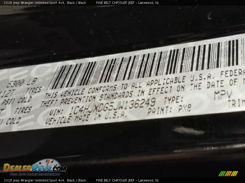2018 Jeep Wrangler Unlimited Sport 4x4 Black / Black Photo #9