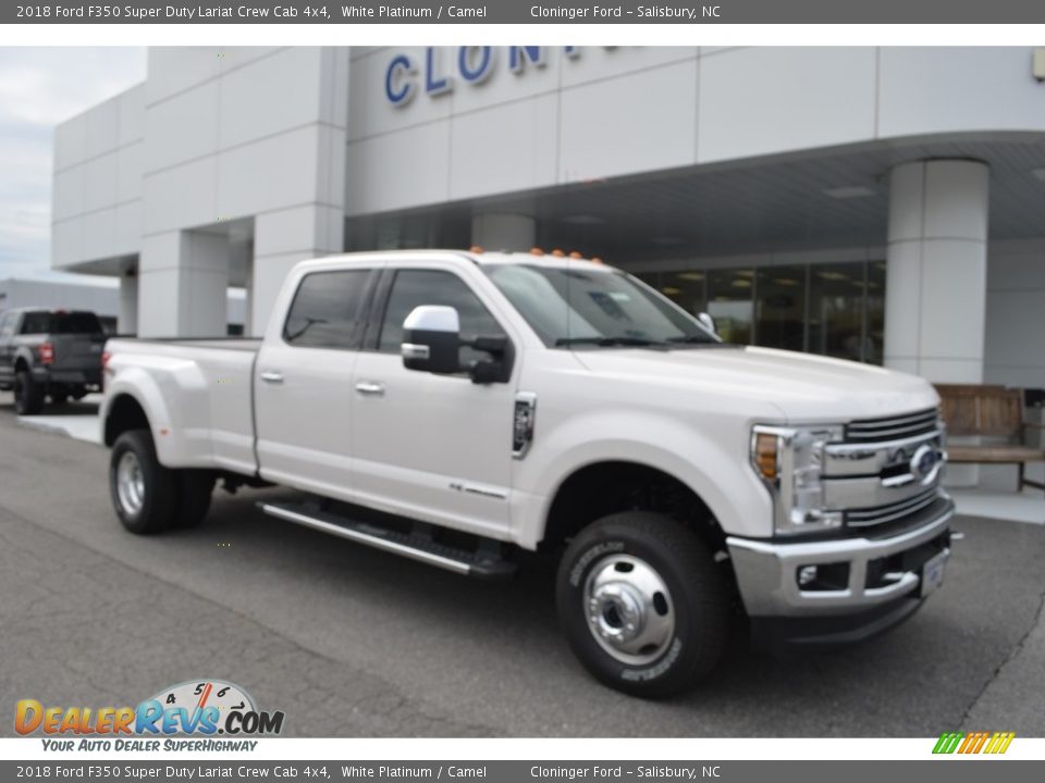 2018 Ford F350 Super Duty Lariat Crew Cab 4x4 White Platinum / Camel Photo #1