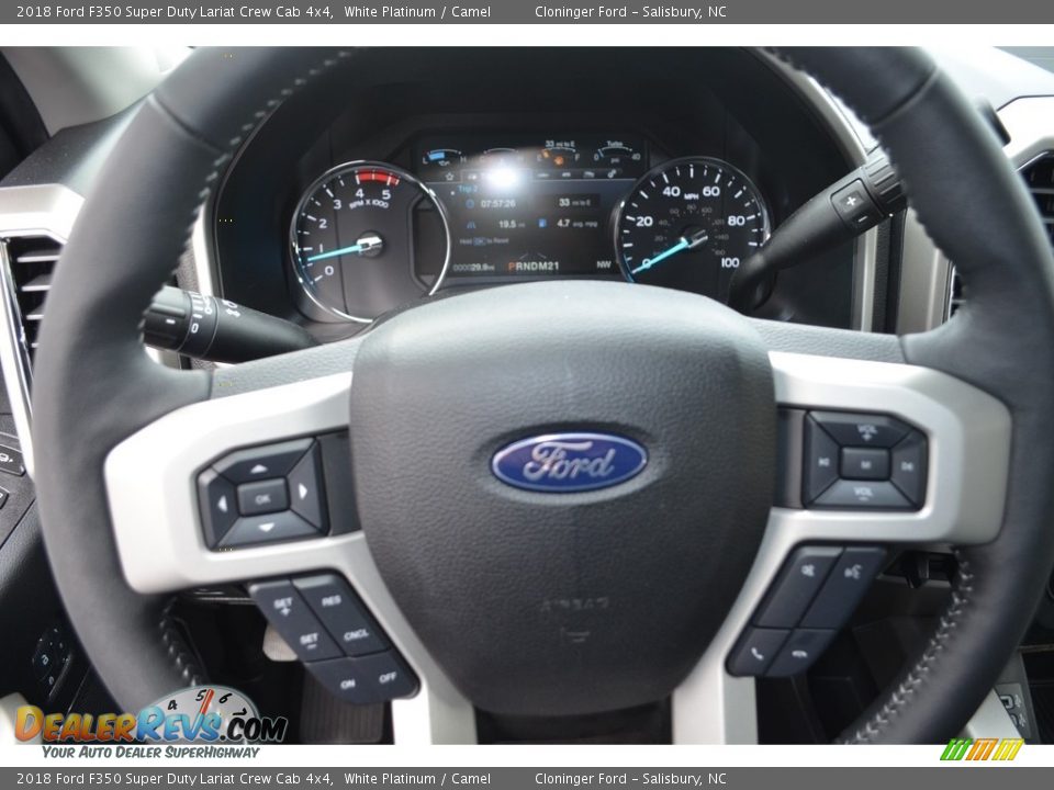 2018 Ford F350 Super Duty Lariat Crew Cab 4x4 White Platinum / Camel Photo #24