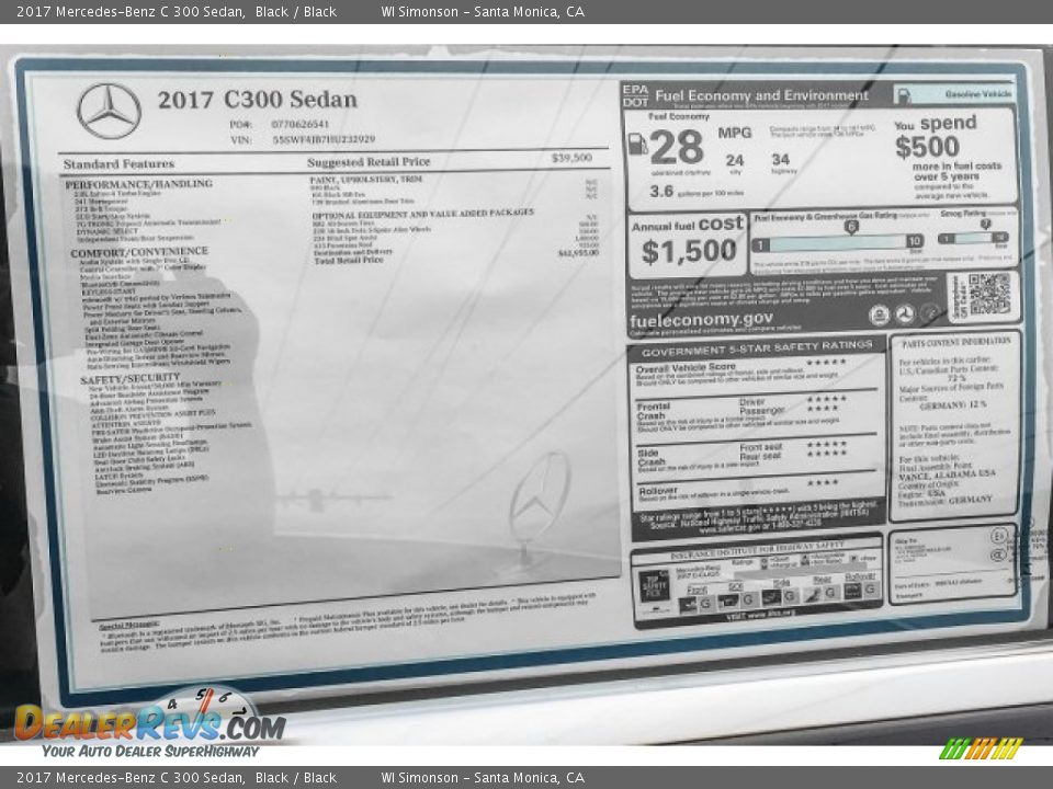 2017 Mercedes-Benz C 300 Sedan Black / Black Photo #11