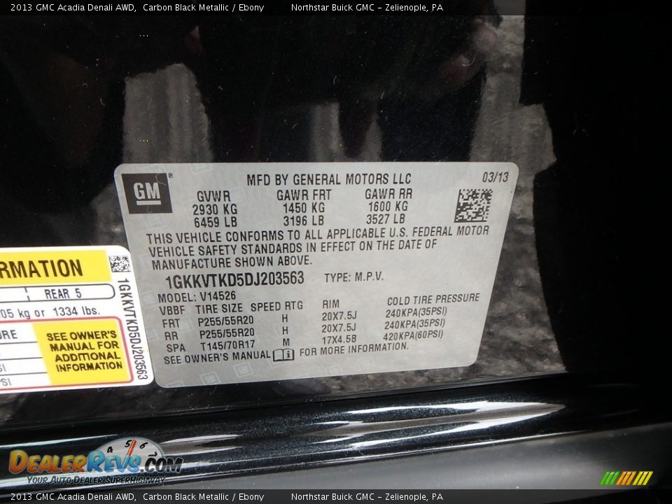 2013 GMC Acadia Denali AWD Carbon Black Metallic / Ebony Photo #22