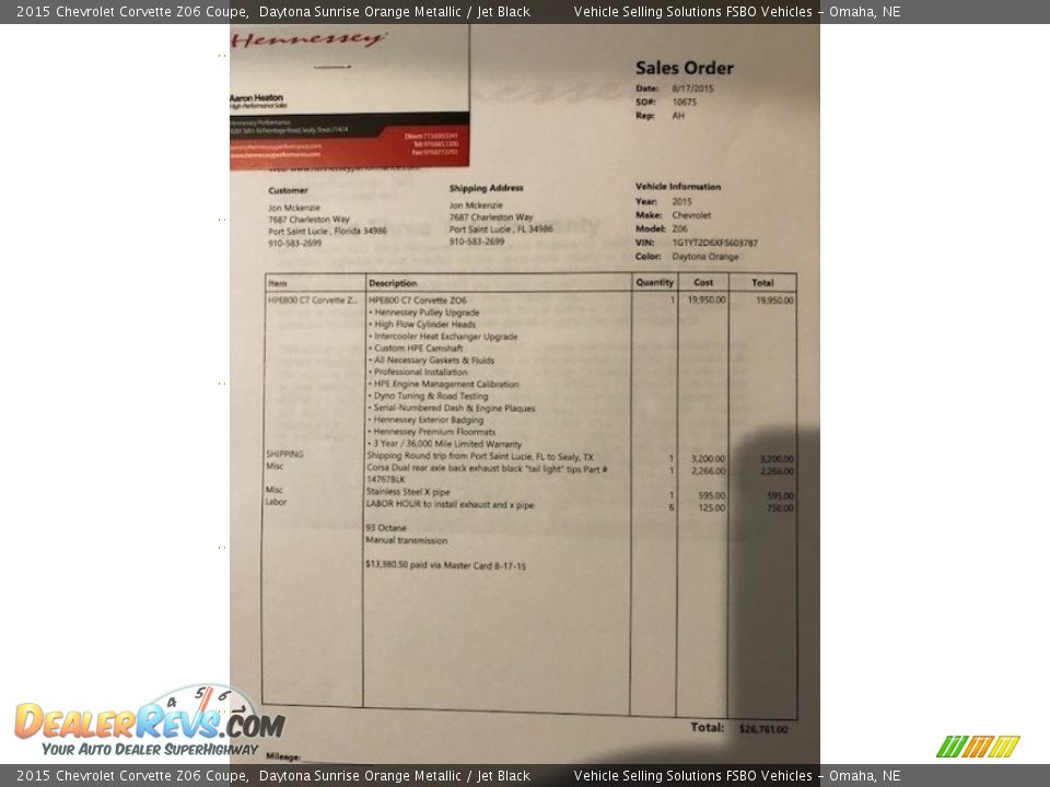 2015 Chevrolet Corvette Z06 Coupe Daytona Sunrise Orange Metallic / Jet Black Photo #5