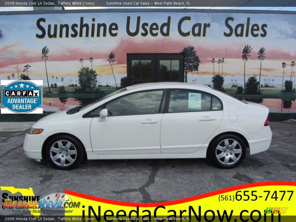 2006 Honda Civic LX Sedan Taffeta White / Ivory Photo #1