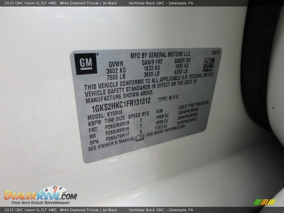 2015 GMC Yukon XL SLT 4WD White Diamond Tricoat / Jet Black Photo #23