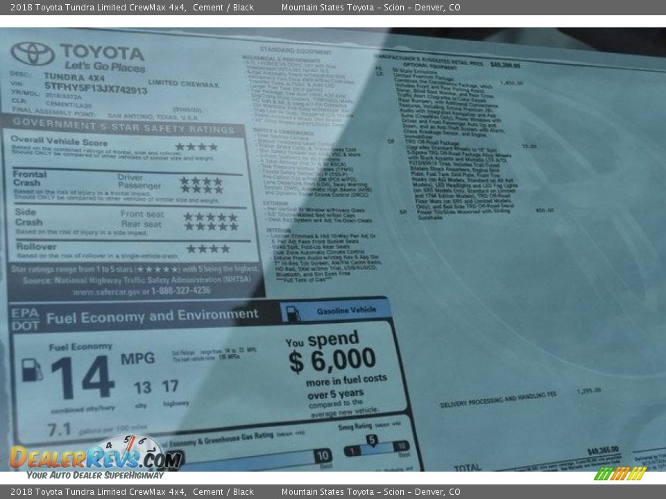 2018 Toyota Tundra Limited CrewMax 4x4 Cement / Black Photo #36