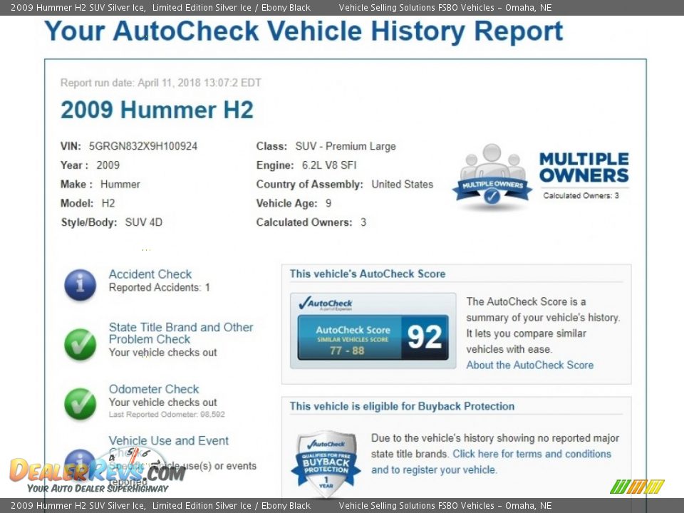 Dealer Info of 2009 Hummer H2 SUV Silver Ice Photo #2