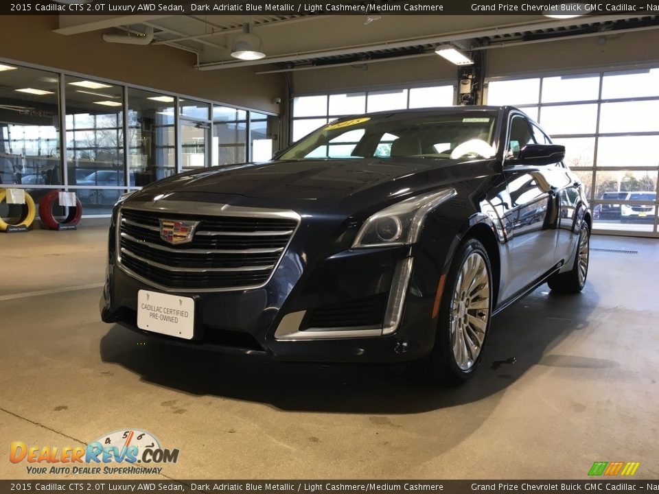 2015 Cadillac CTS 2.0T Luxury AWD Sedan Dark Adriatic Blue Metallic / Light Cashmere/Medium Cashmere Photo #2