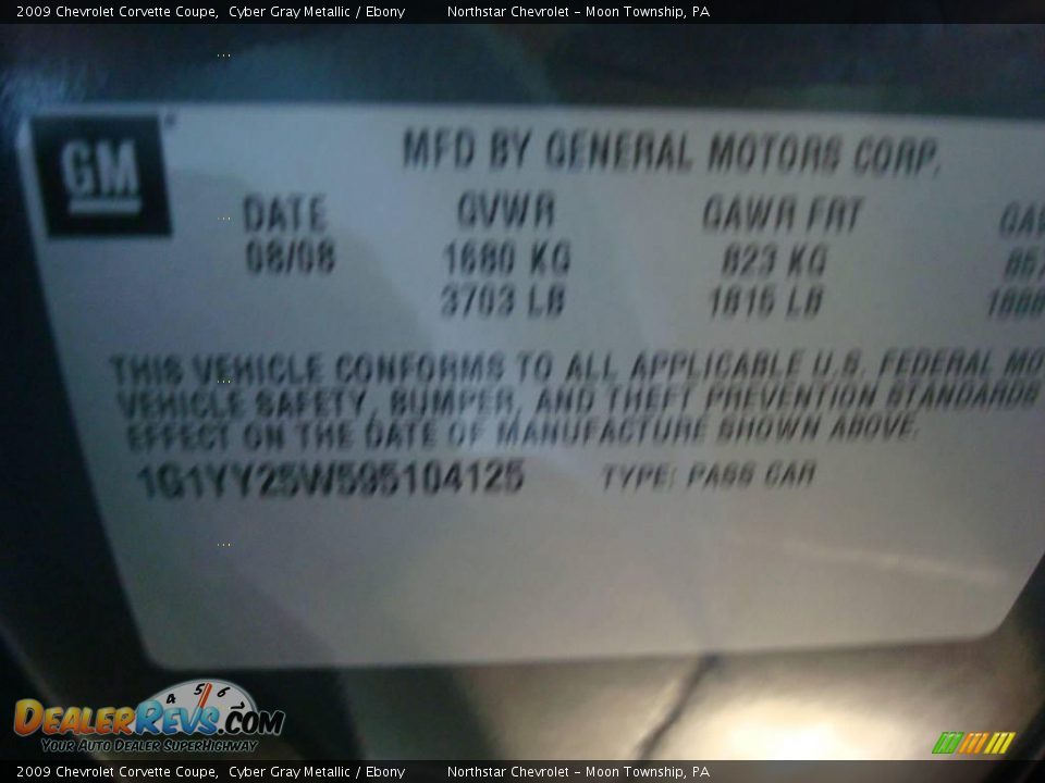 2009 Chevrolet Corvette Coupe Cyber Gray Metallic / Ebony Photo #19