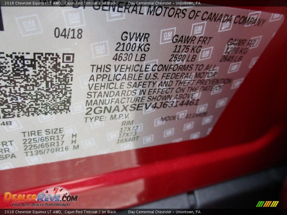 2018 Chevrolet Equinox LT AWD Cajun Red Tintcoat / Jet Black Photo #14