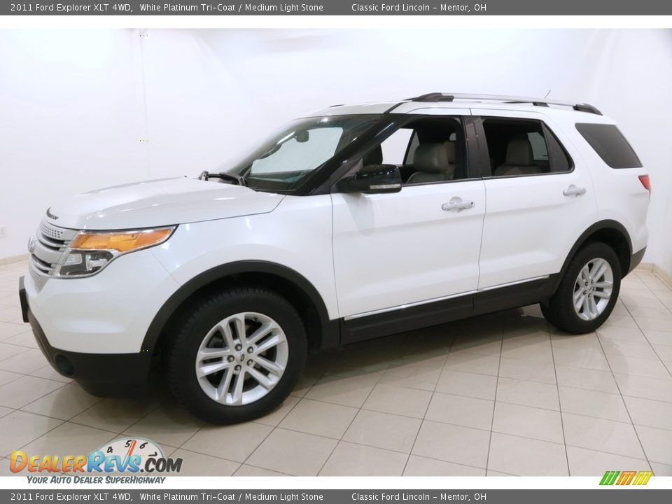2011 Ford Explorer XLT 4WD White Platinum Tri-Coat / Medium Light Stone Photo #3