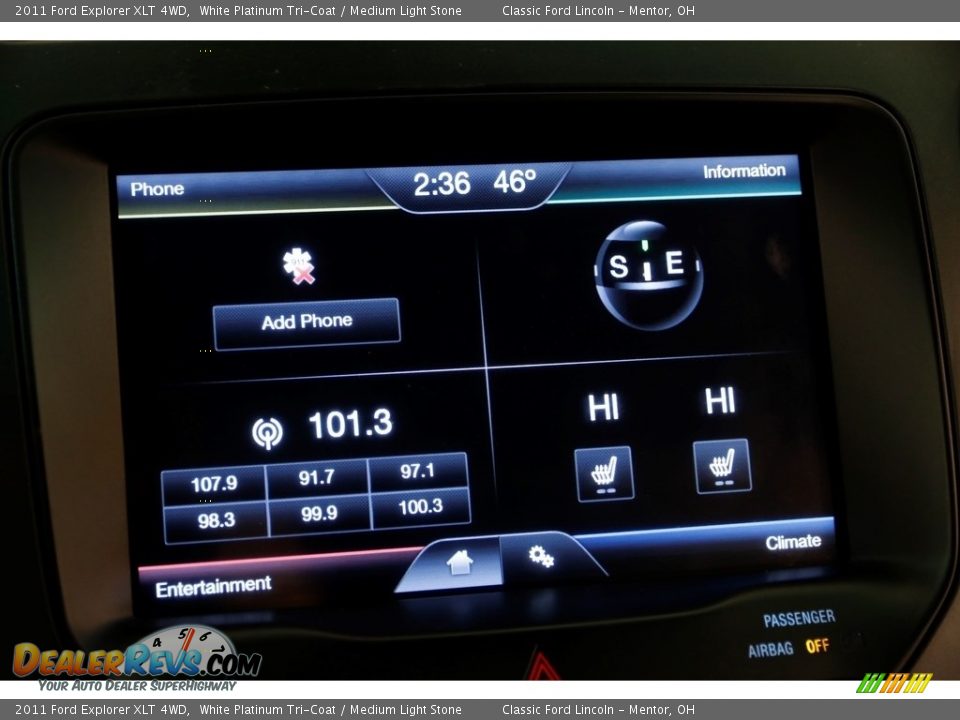 2011 Ford Explorer XLT 4WD White Platinum Tri-Coat / Medium Light Stone Photo #12