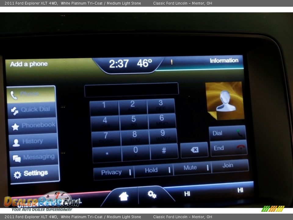 2011 Ford Explorer XLT 4WD White Platinum Tri-Coat / Medium Light Stone Photo #15