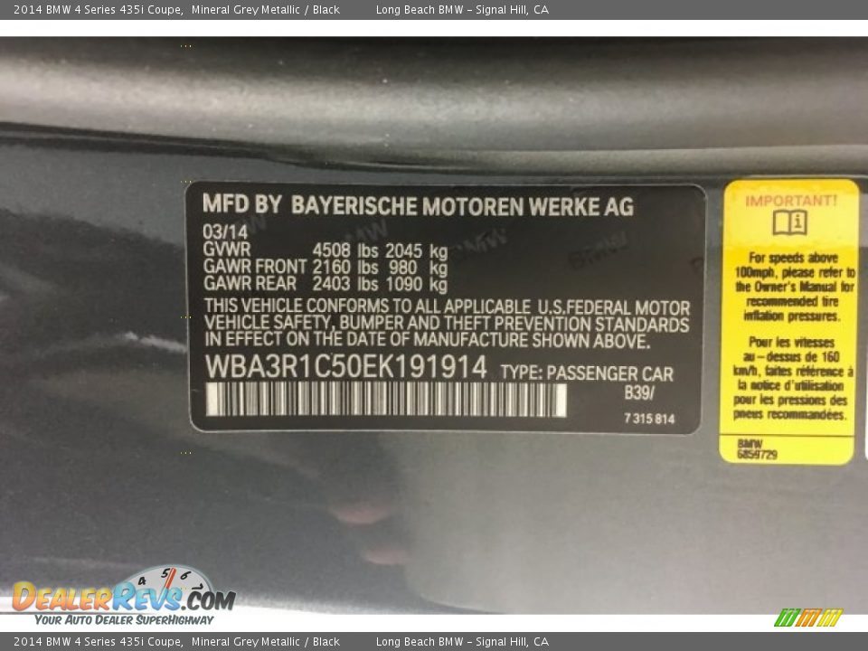 2014 BMW 4 Series 435i Coupe Mineral Grey Metallic / Black Photo #22